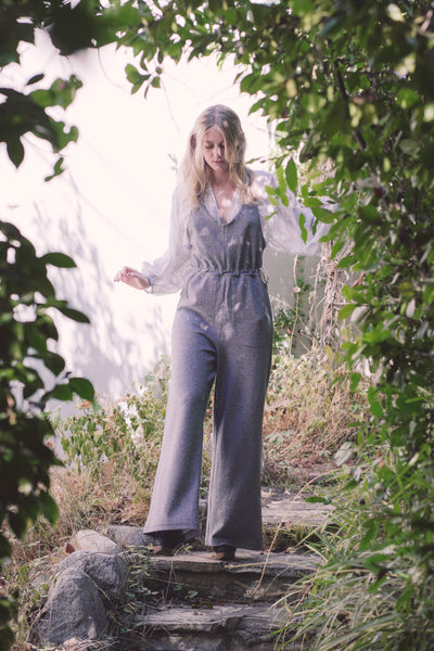layered jumpsuit with waist tie and front pockets | Love Faustine